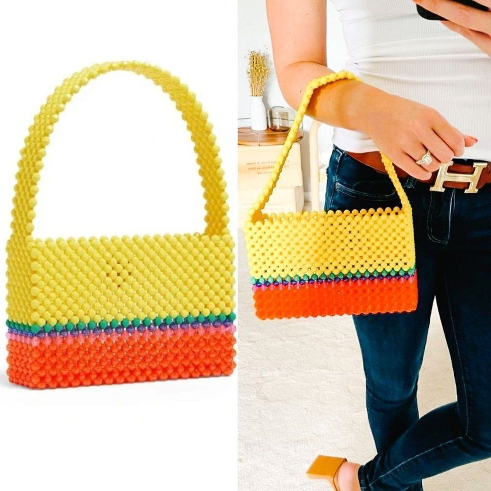 NEW Susan Alexandra Buttercup Gorgine Beaded Bright Rainbow Colorful Purse Bag